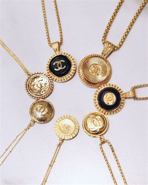 vintage button necklace chanel|coco Chanel jewelry 1920.